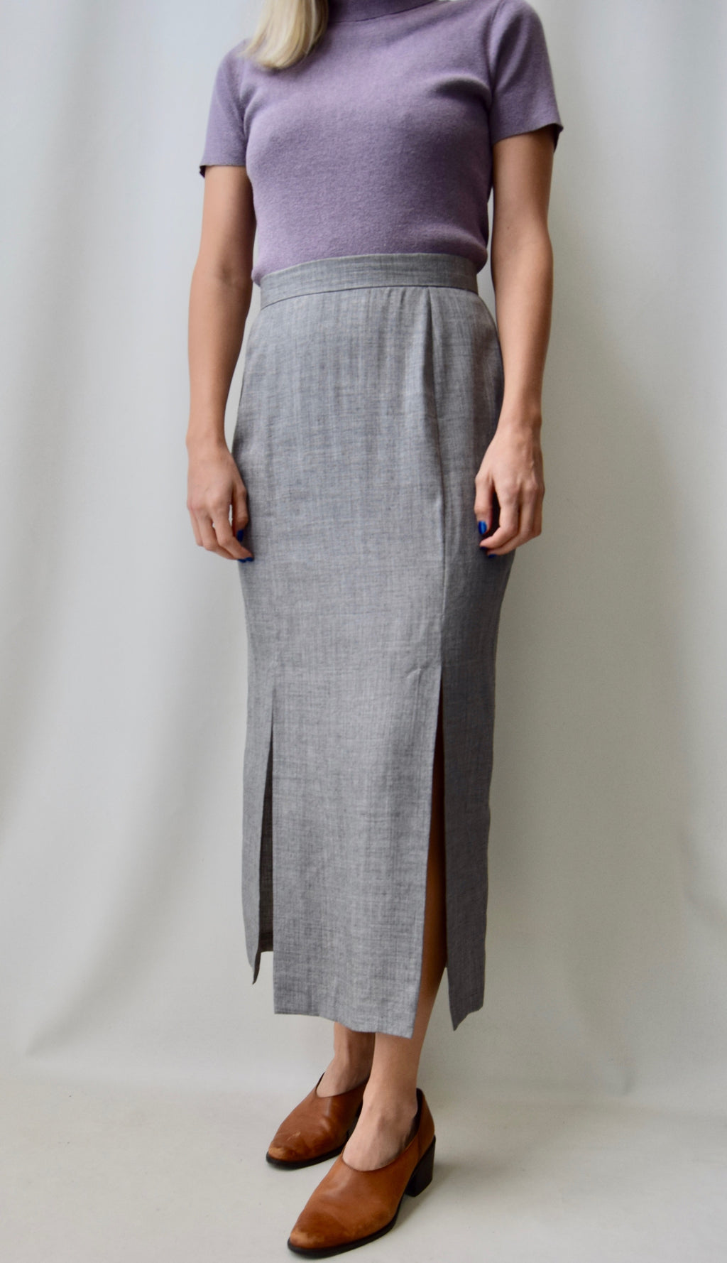 Heather Grey Double Slit Skirt