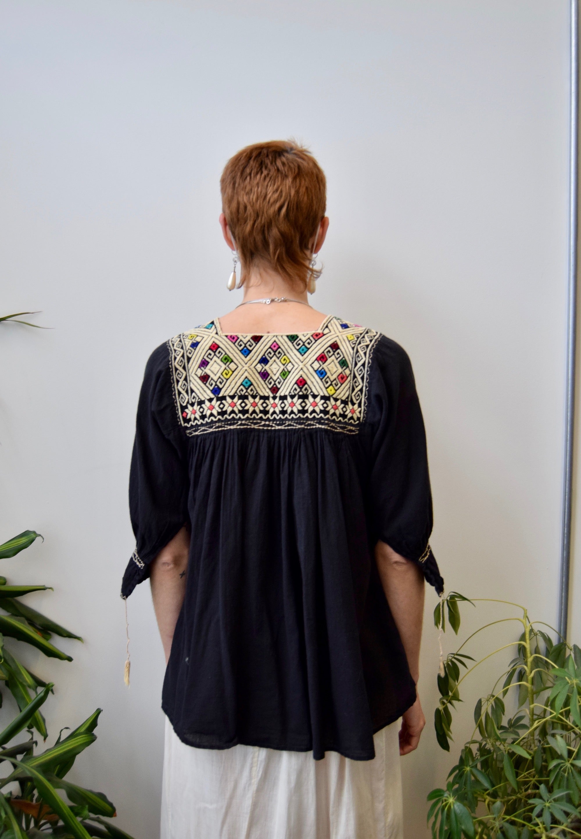 Woven Cotton Peasant Blouse