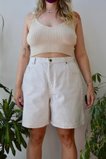 Cream Denim Shorts