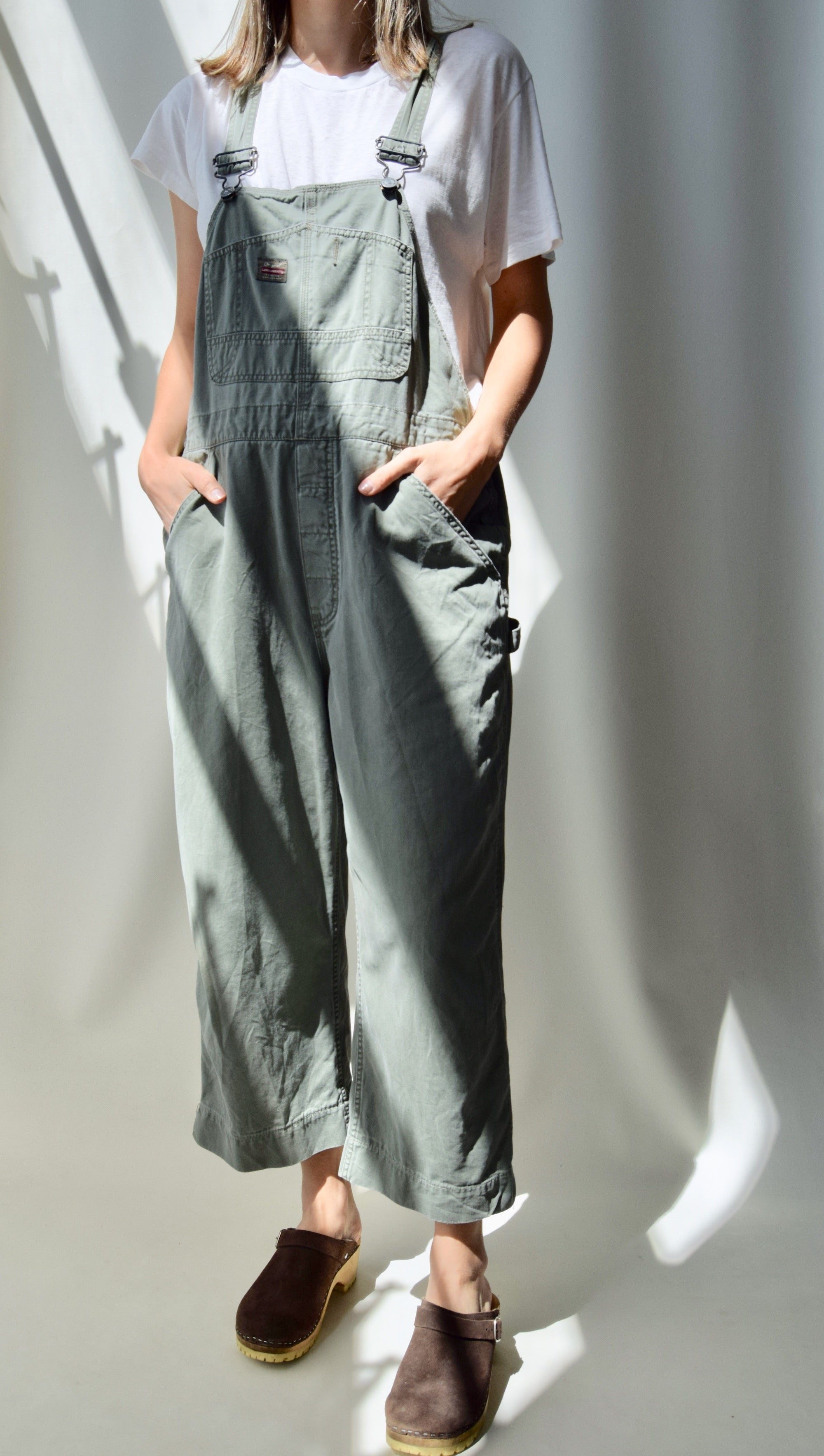 Cropped Olive Overalls