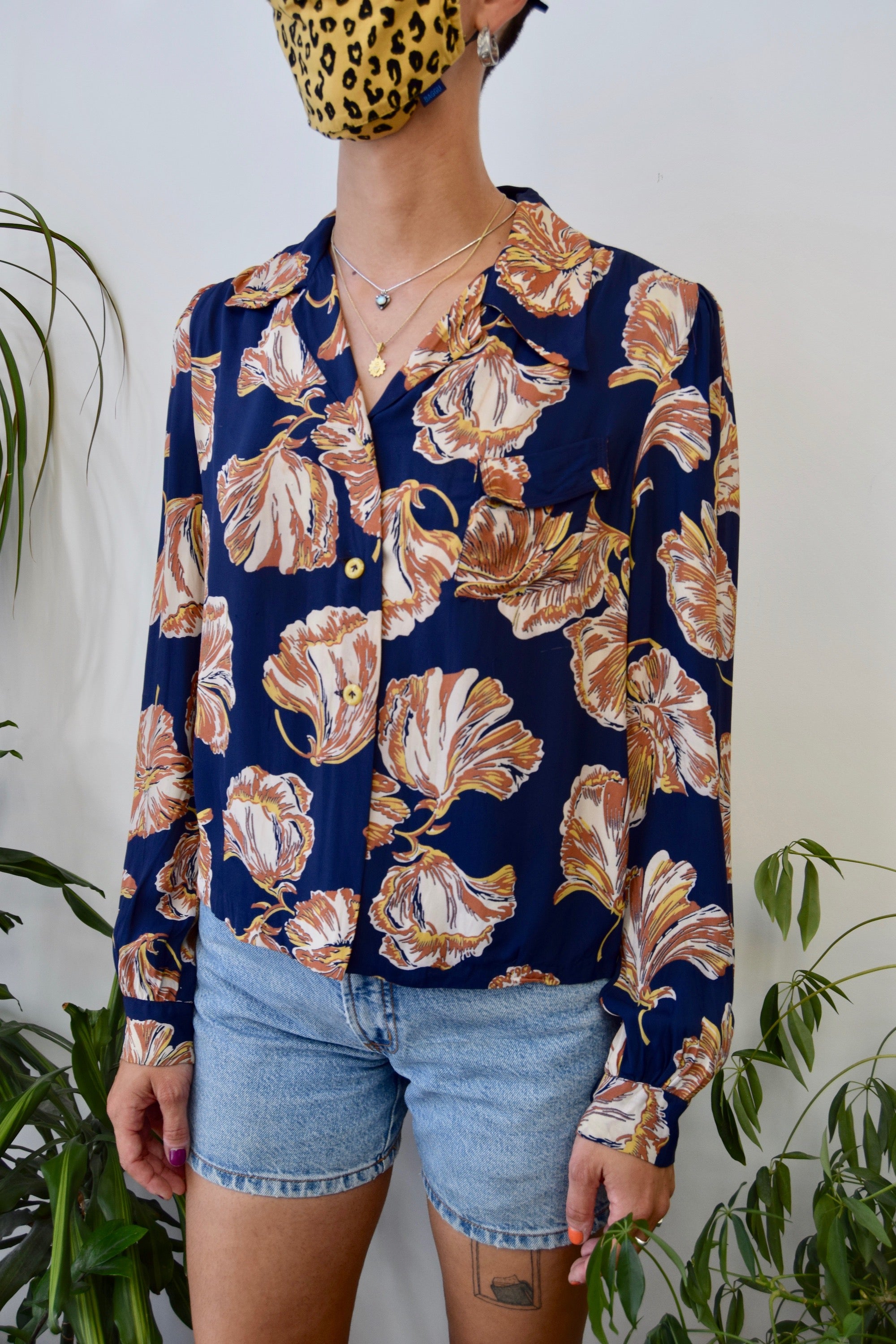 Fifties Floral Rayon Blouse