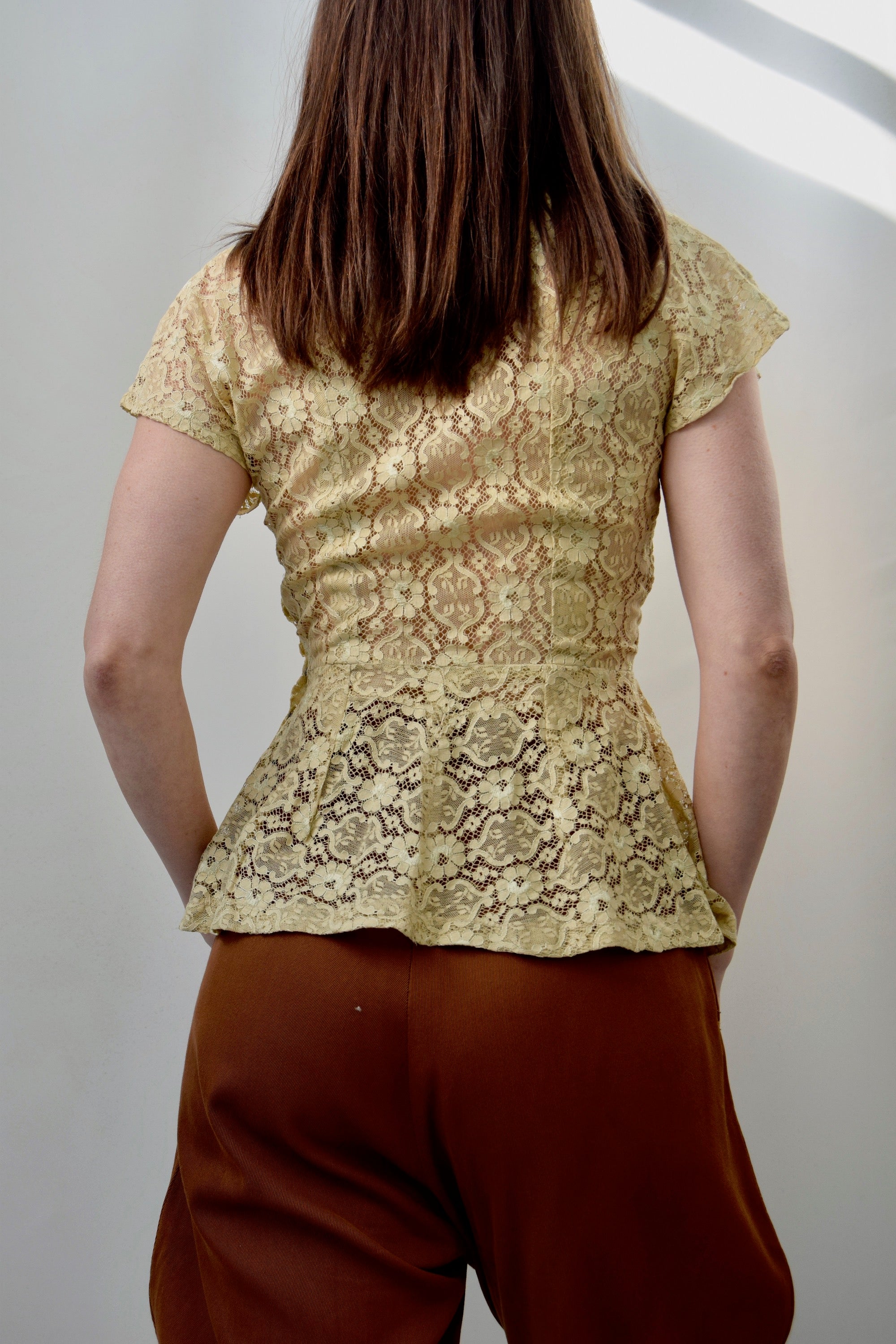 Forties Butter Lace Peplum Blouse