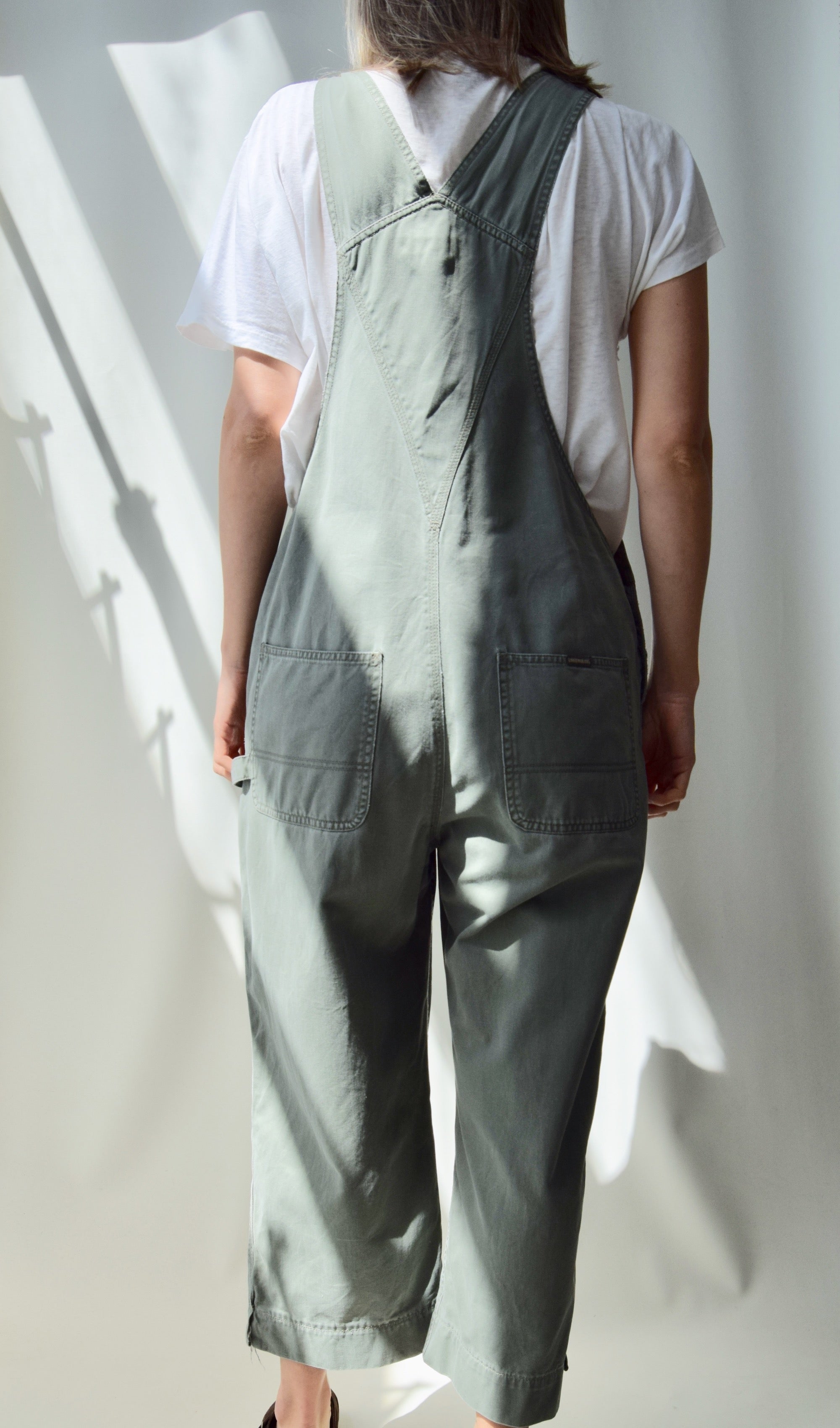 Cropped Olive Overalls