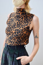 Animal Print Pleated Top