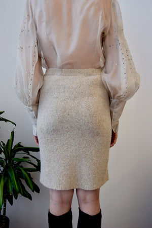 Wheat Silk Angora Knit Skirt