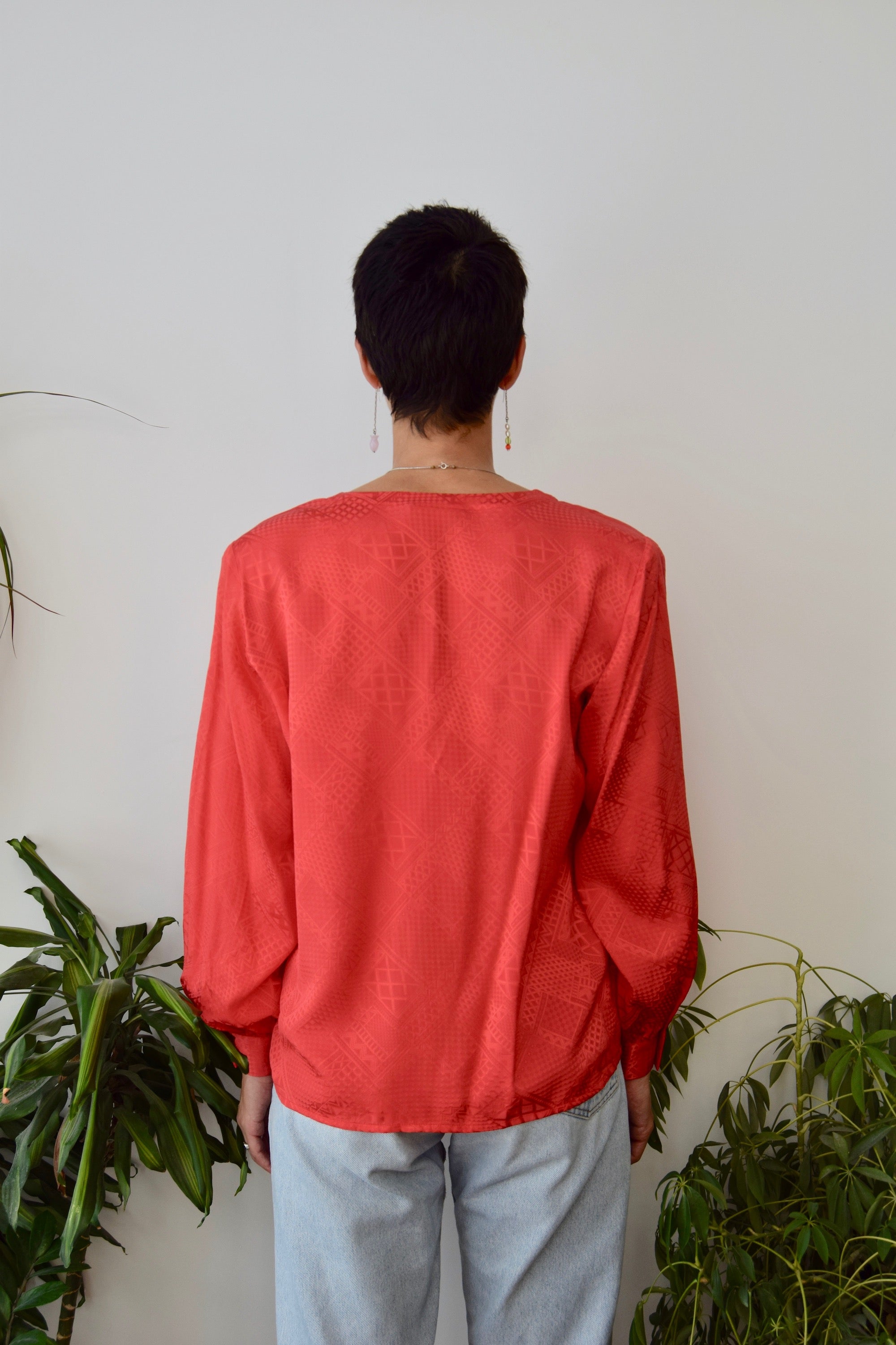 Designer Red Silk Blouse