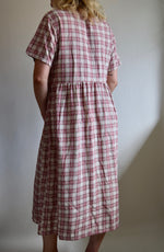 Raw Silk Oatmeal and Cranberry Plaid Dress