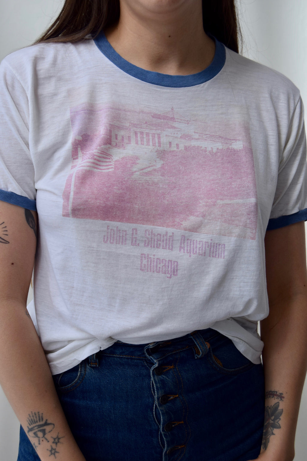 Vintage Chicago Aquarium Threadbare Ringer Tee