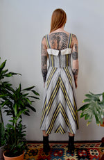 Vintage Grey & Yellow Striped Summer Dress