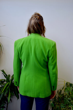 Lime Green Collarless Blazer