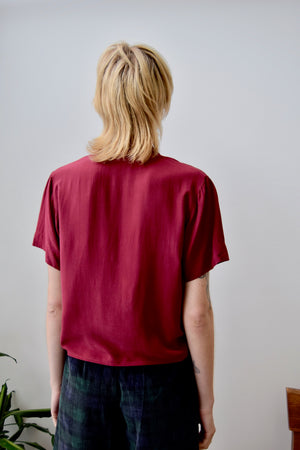 Merlot Double Breasted Silk Top