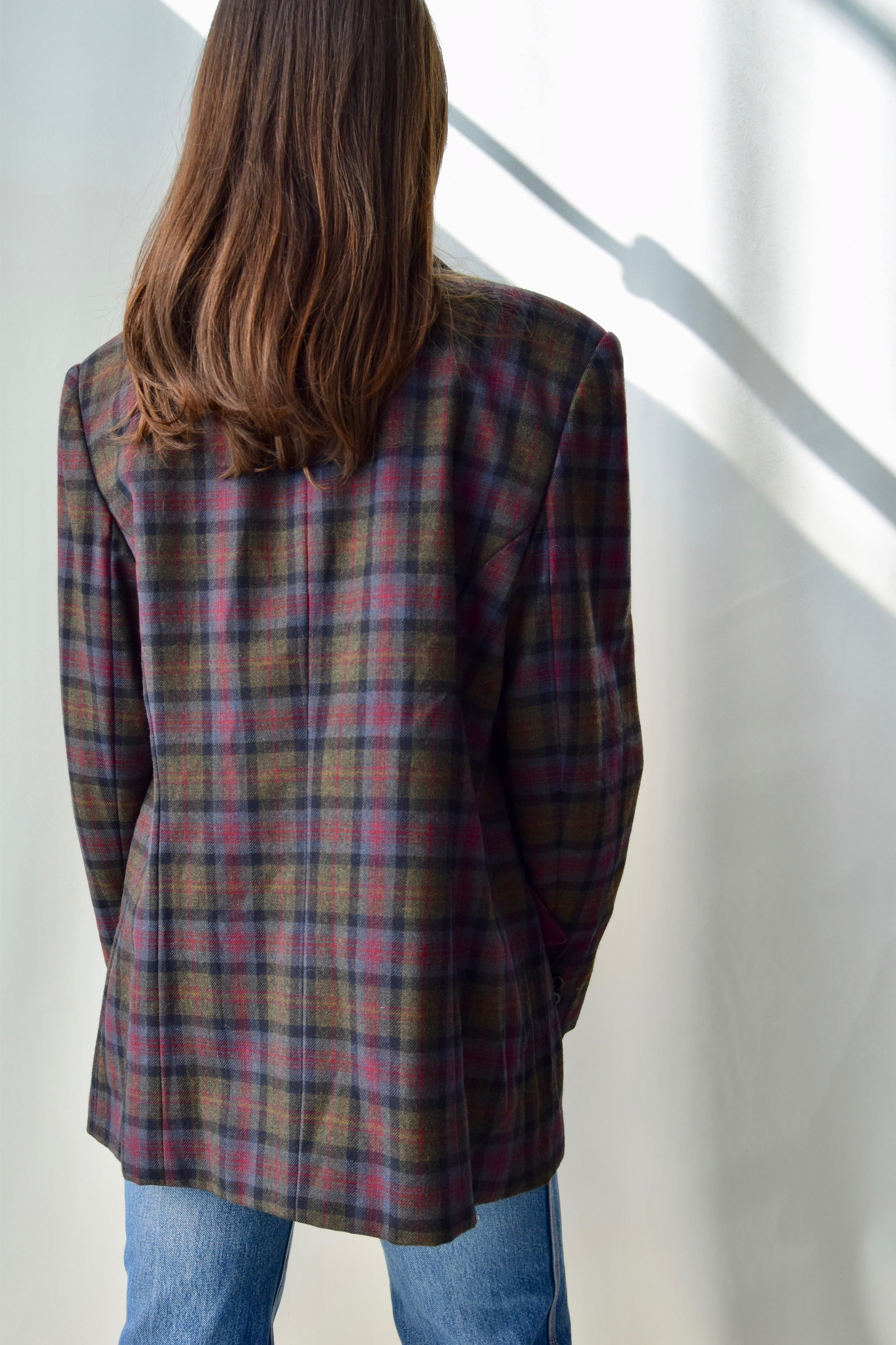 Dark Palette Plaid Wool Blazer