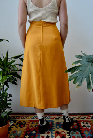 Sixties Pleated Mustard Wool Skirt
