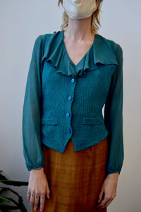 Teal Chenille Sweater Vest