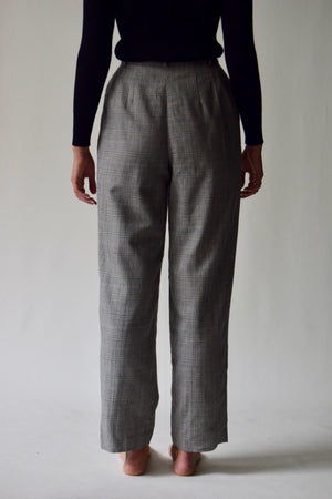 Black and Ivory Plaid Pure Wool Trousers