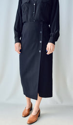 Side Button Wool Skirt