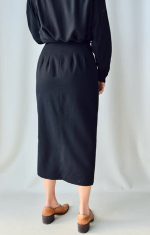 Side Button Wool Skirt