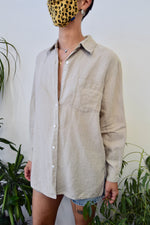 Beige Linen Pocket Button Up