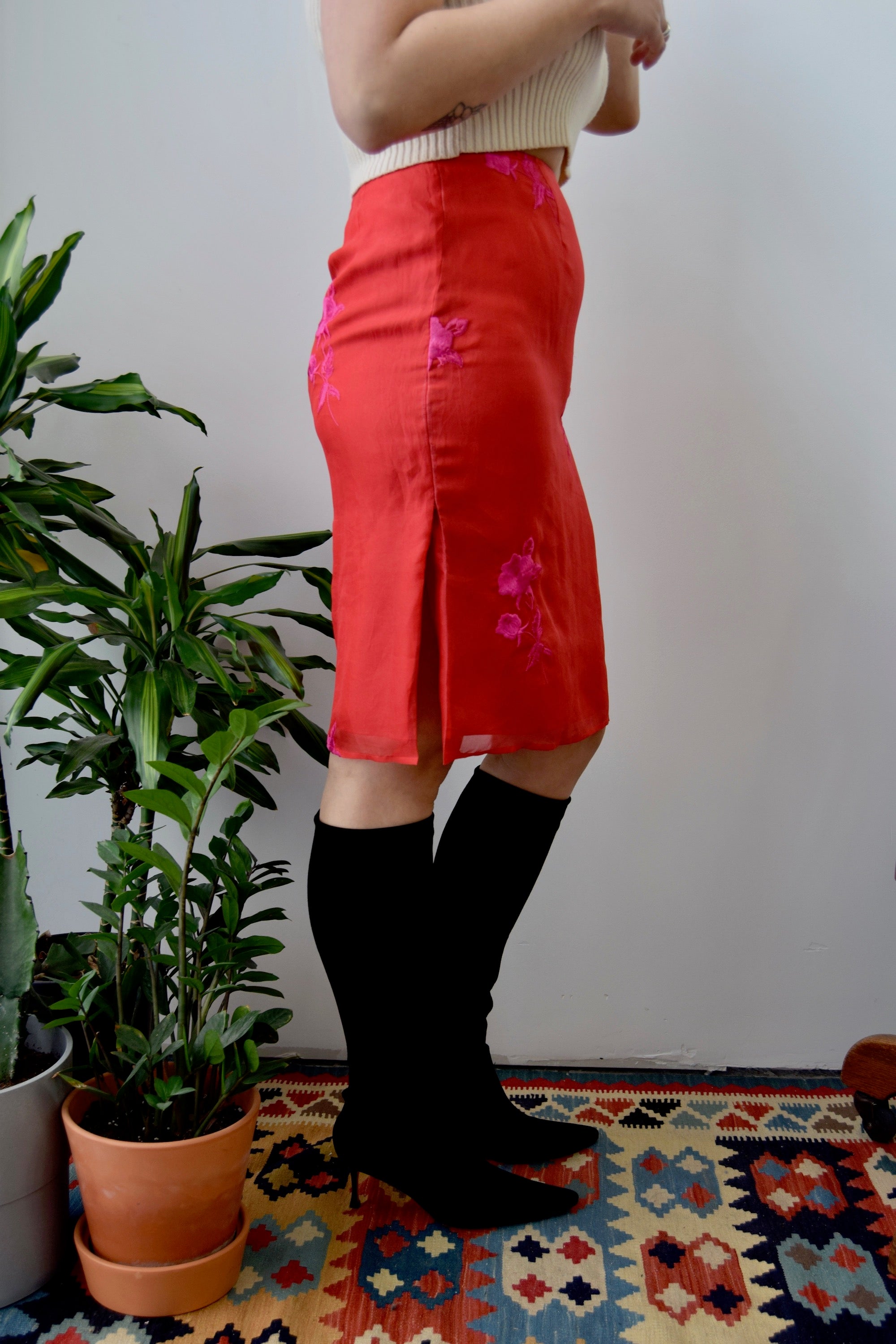 Valentine's Day 00's Silk Skirt
