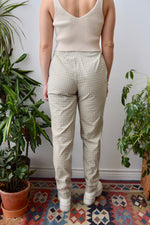 Beige Plaid Cigarette Trousers