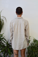 Beige Linen Pocket Button Up