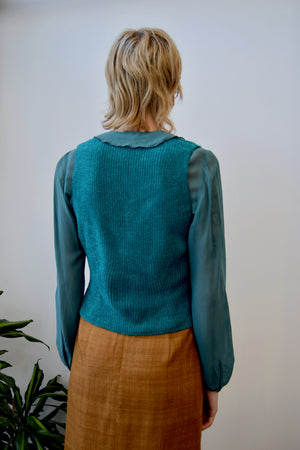 Teal Chenille Sweater Vest
