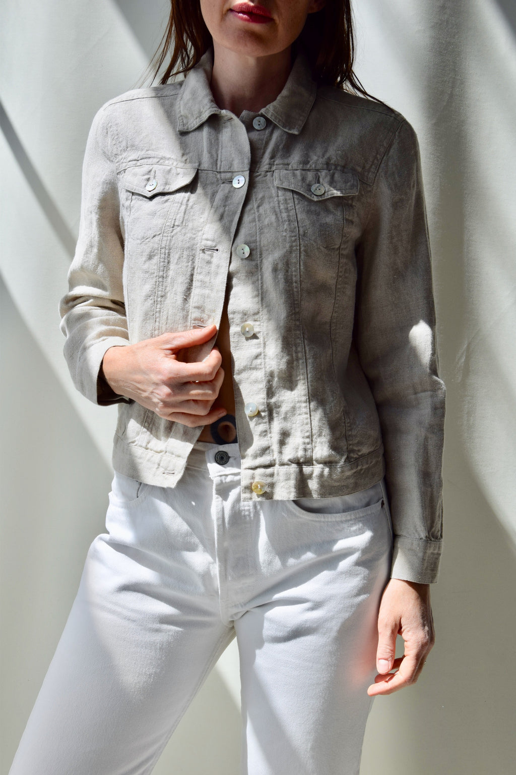 Linen Faux Denim Jacket