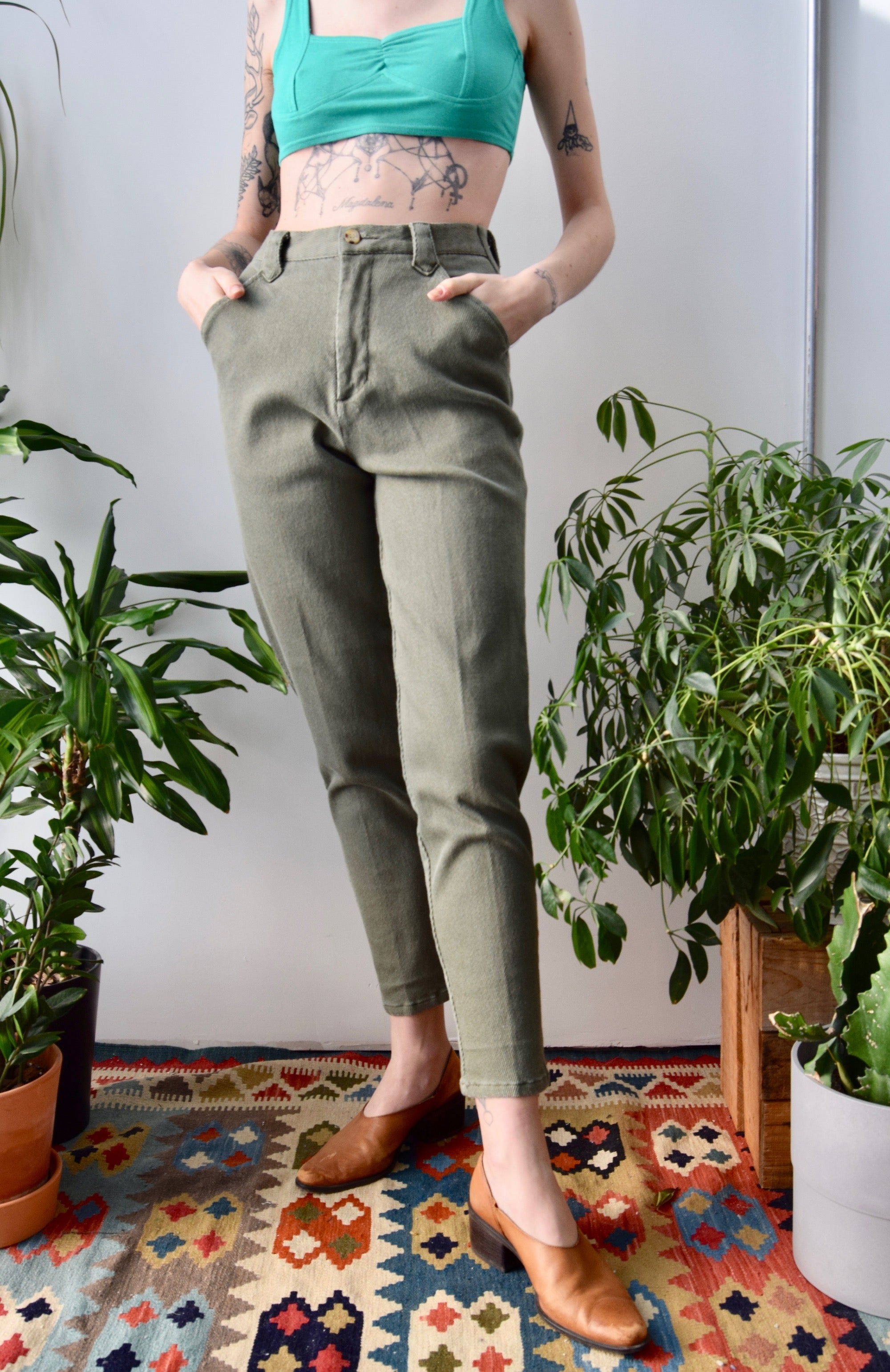 Nineties Olive Whipcord Pants