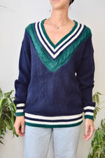 Collegiate Style V-Neck Sweater