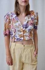 Muted Floral Rayon Crop Top