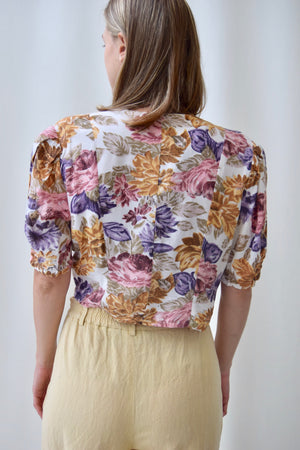 Muted Floral Rayon Crop Top