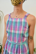 Pastel Pleated Plaid Picnic Dress