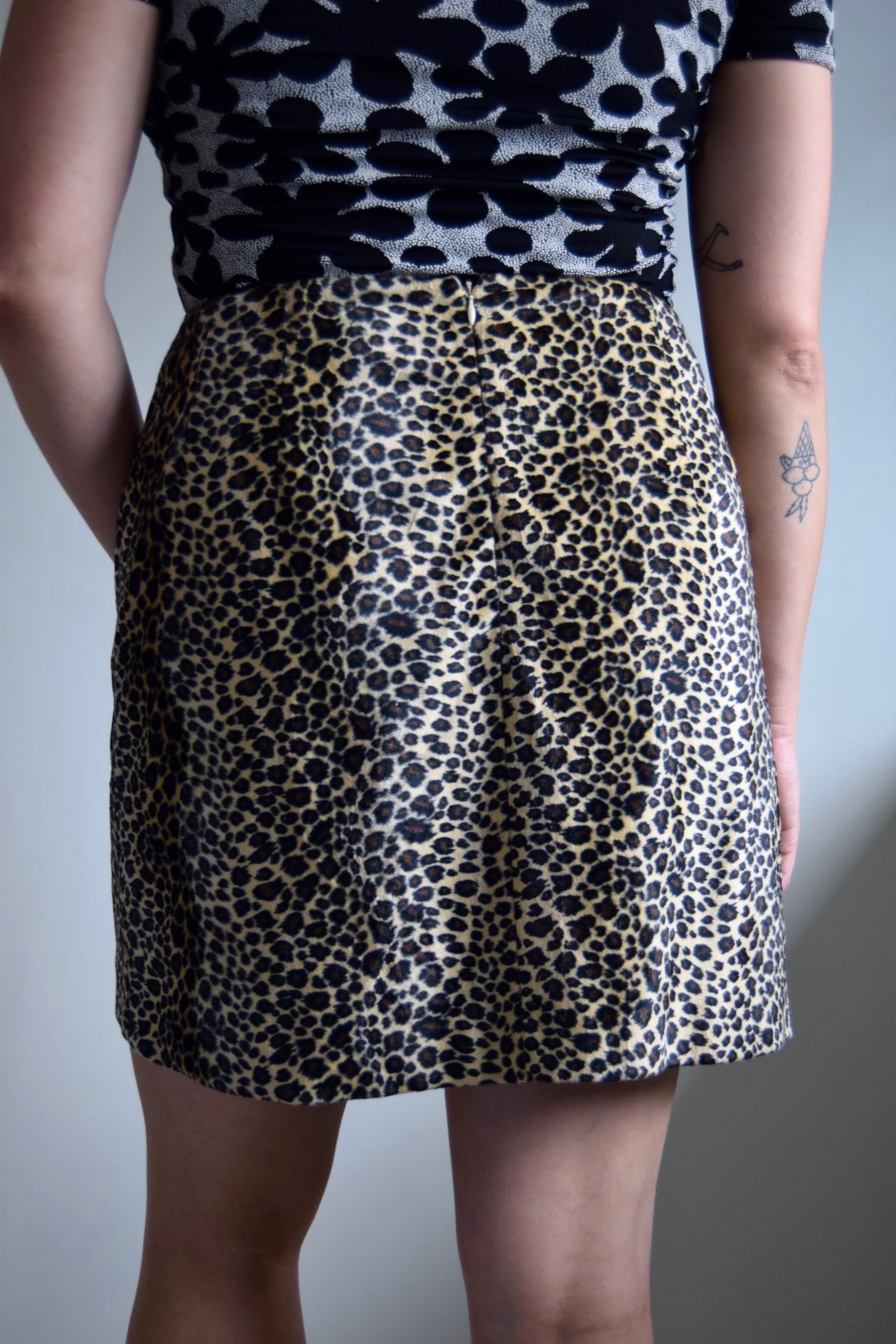 Fuzzy Faux Cheetah Print Mini Skirt