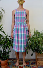 Pastel Pleated Plaid Picnic Dress