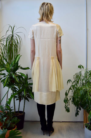 Twenties Ivory Silk Drop Waist Bunting Dress