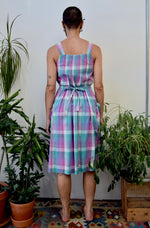 Pastel Pleated Plaid Picnic Dress