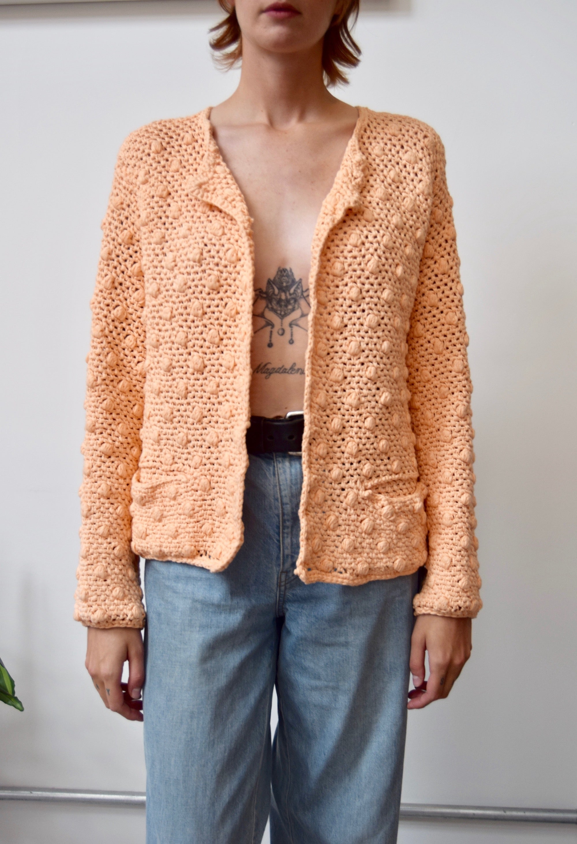 Peach Bobble Knit Duster