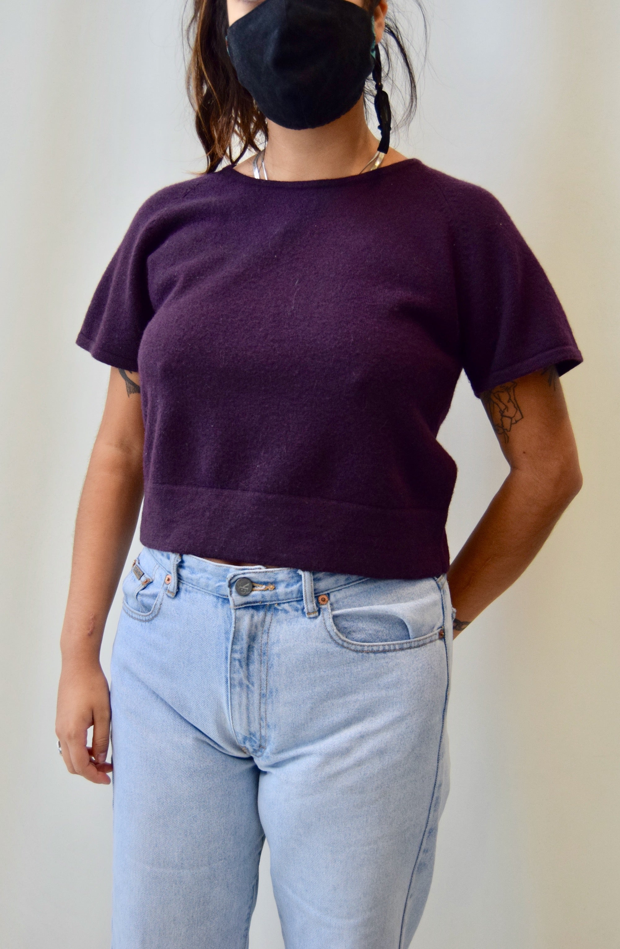 Eggplant Merino Cropped Sweater