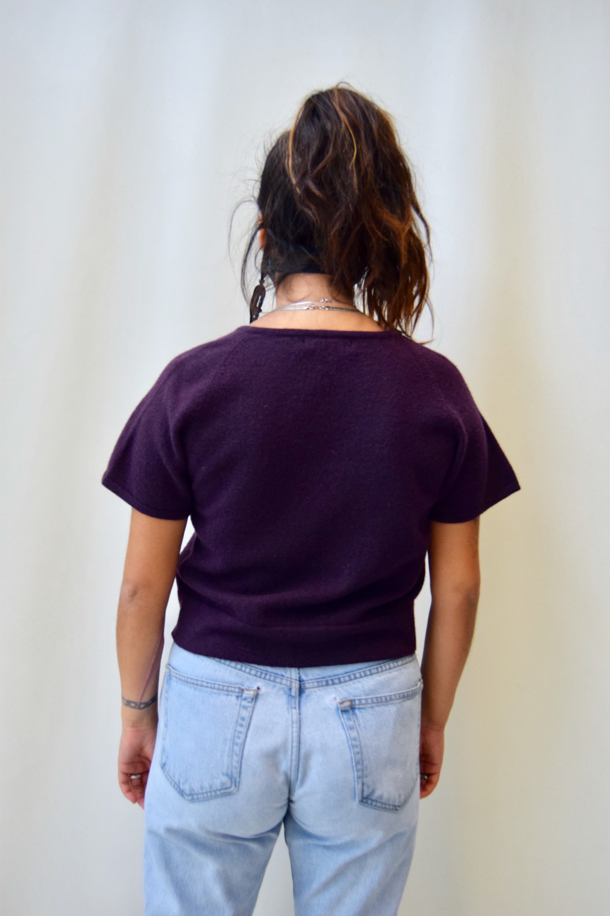 Eggplant Merino Cropped Sweater