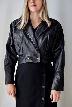 80'sCropped Leather Jacket