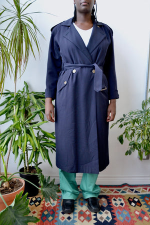 Classic Navy Wool Trench