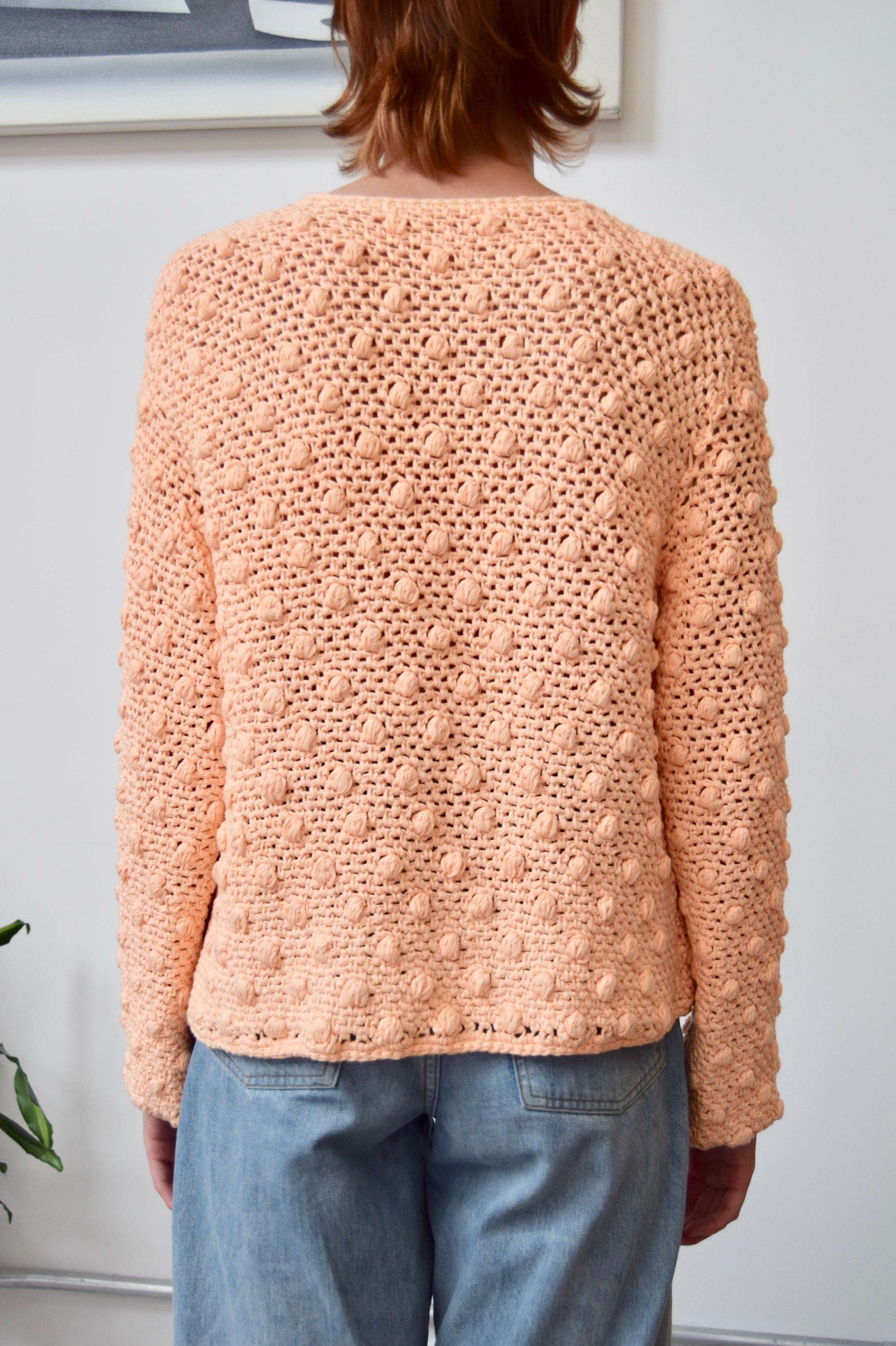 Peach Bobble Knit Duster