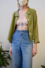 Moss Linen Cropped Jacket