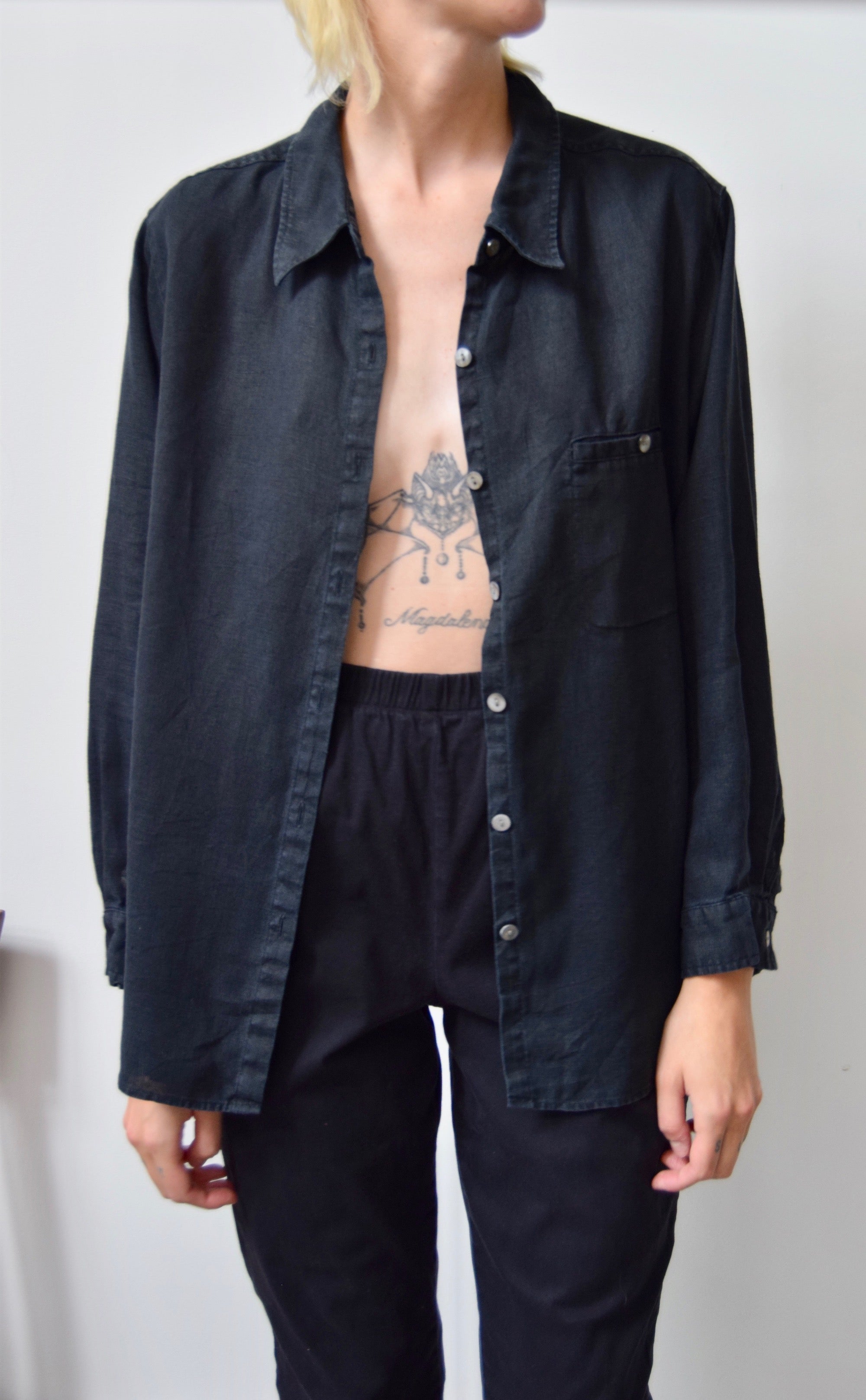 Staple Black Linen Button Up