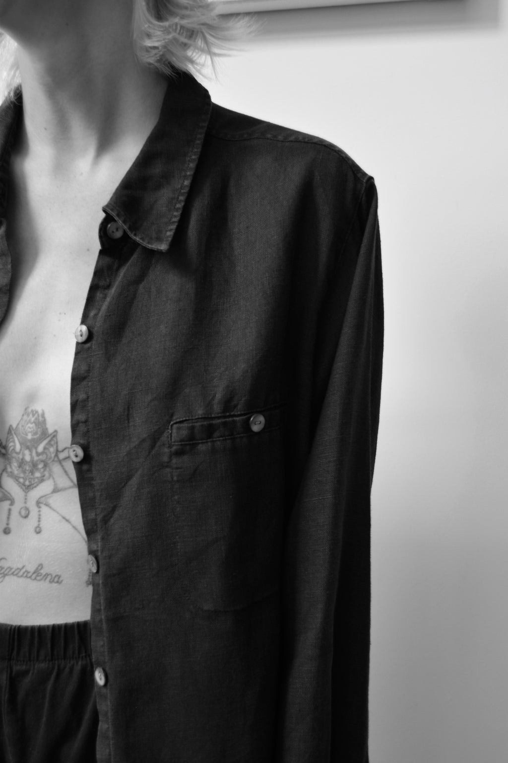 Staple Black Linen Button Up