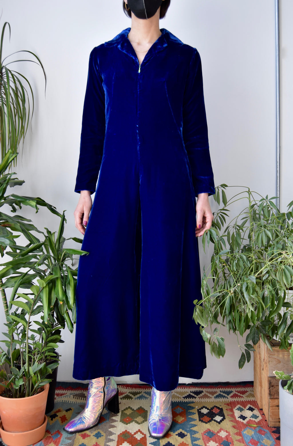 Royal Blue Velvet Jumpsuit