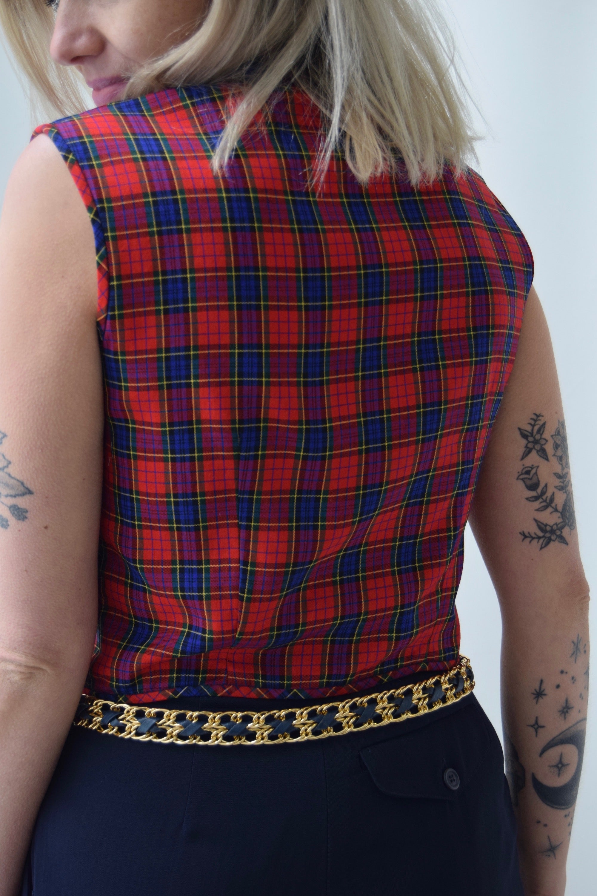 1950's Plaid Cropped Blouse