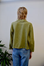 Moss Linen Cropped Jacket