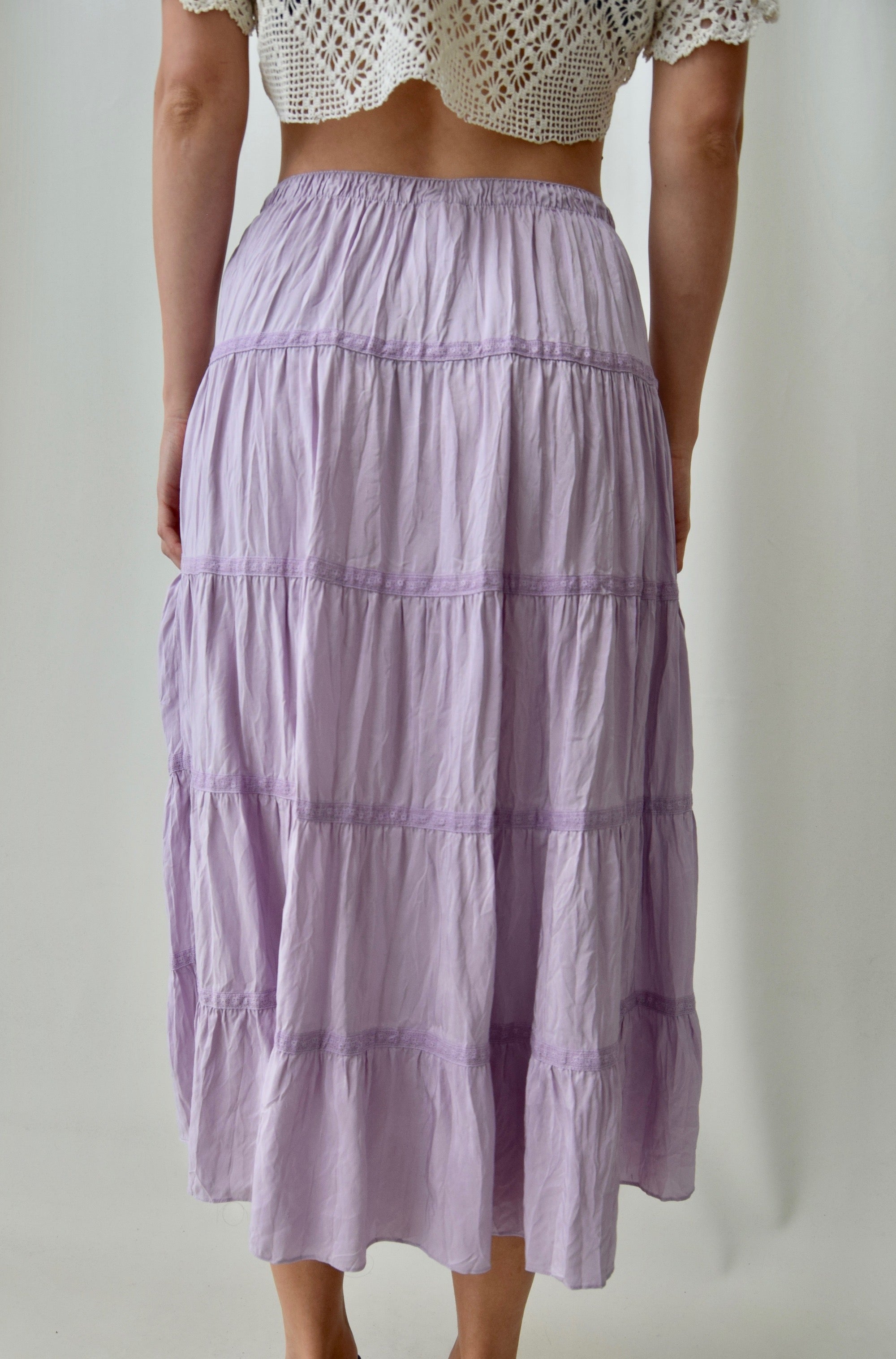 Lilac Silk Peasant Skirt