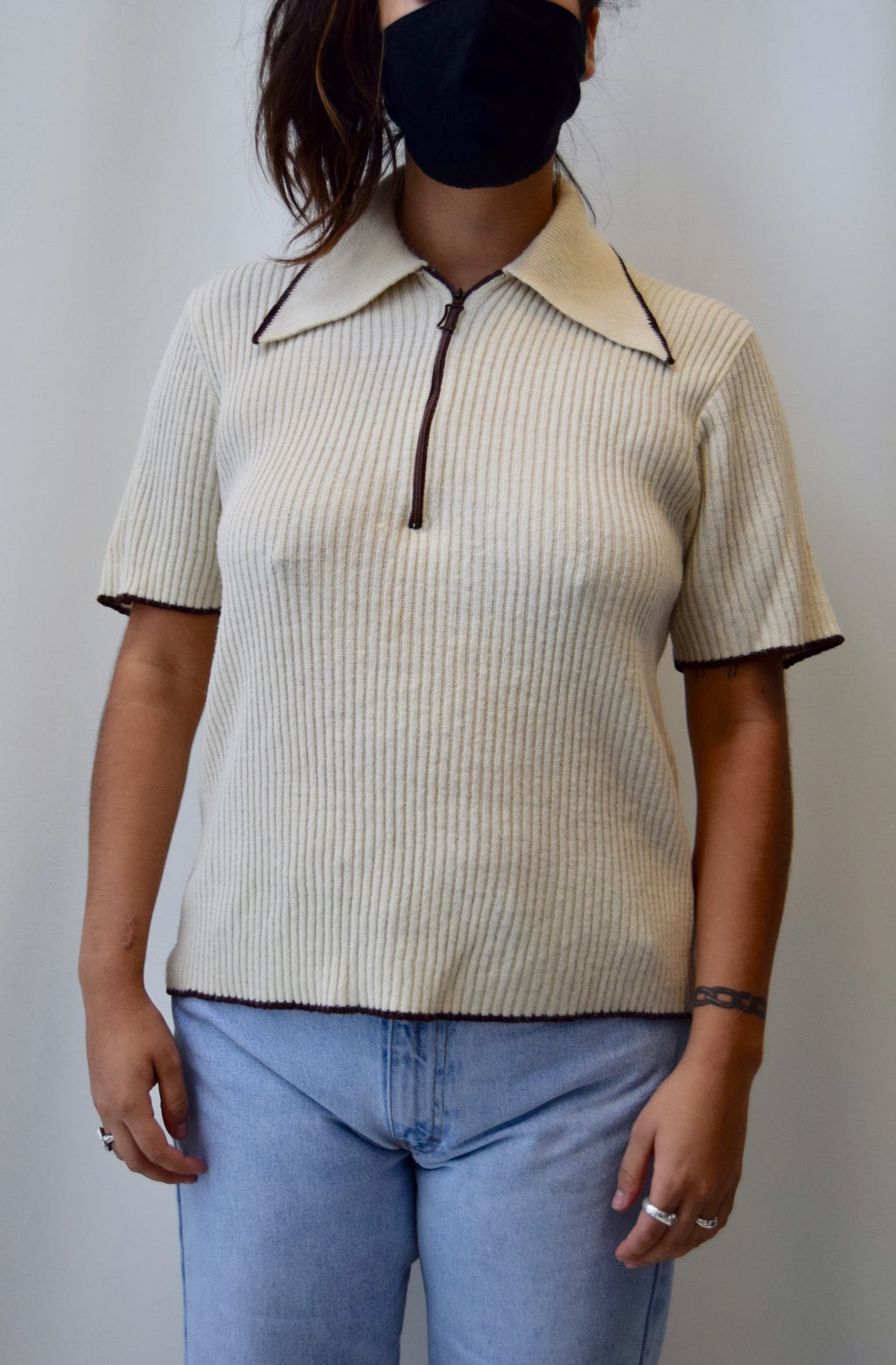 Seventies Cream Polo Knit